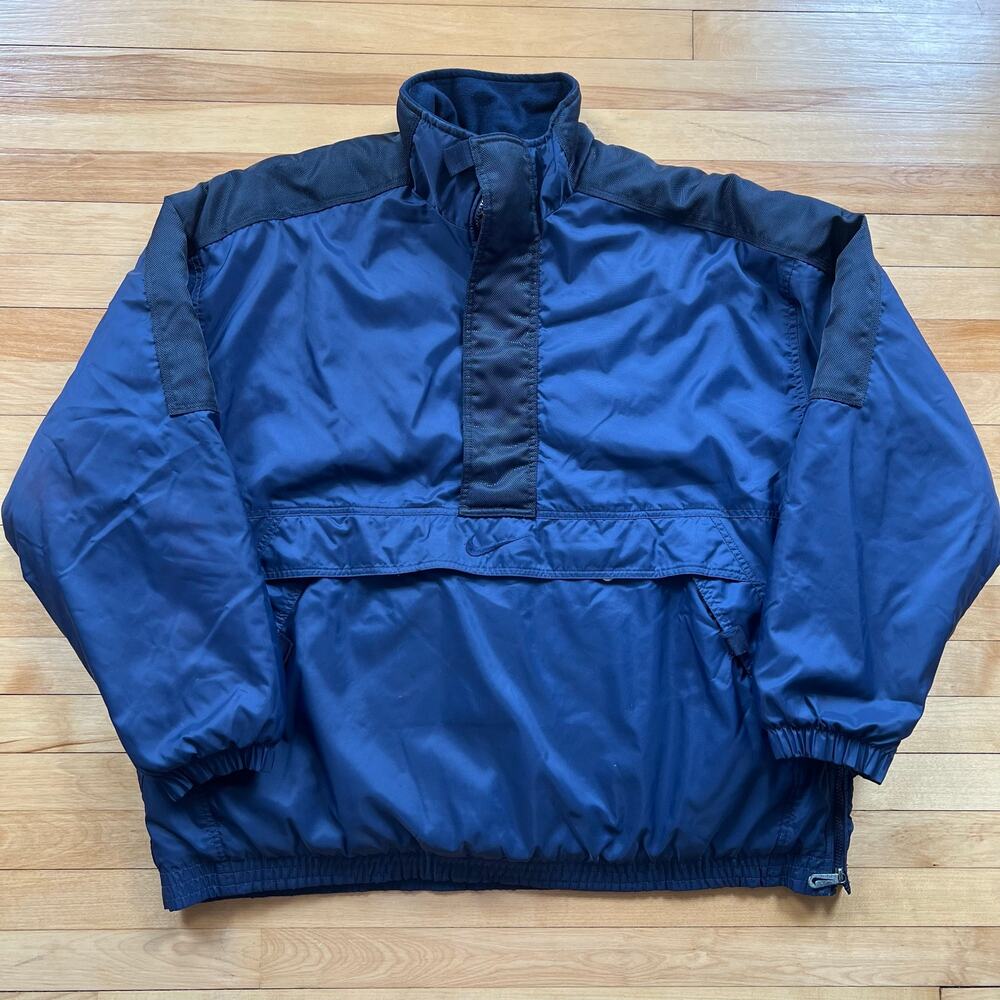 Vintage Nike 90s Swoosh Check Blue Insulated Puffer Anorak Jacket